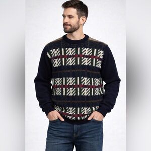 🍁 Vintage Lake Harmony USA Plaid Knit Sweater Men’s Medium